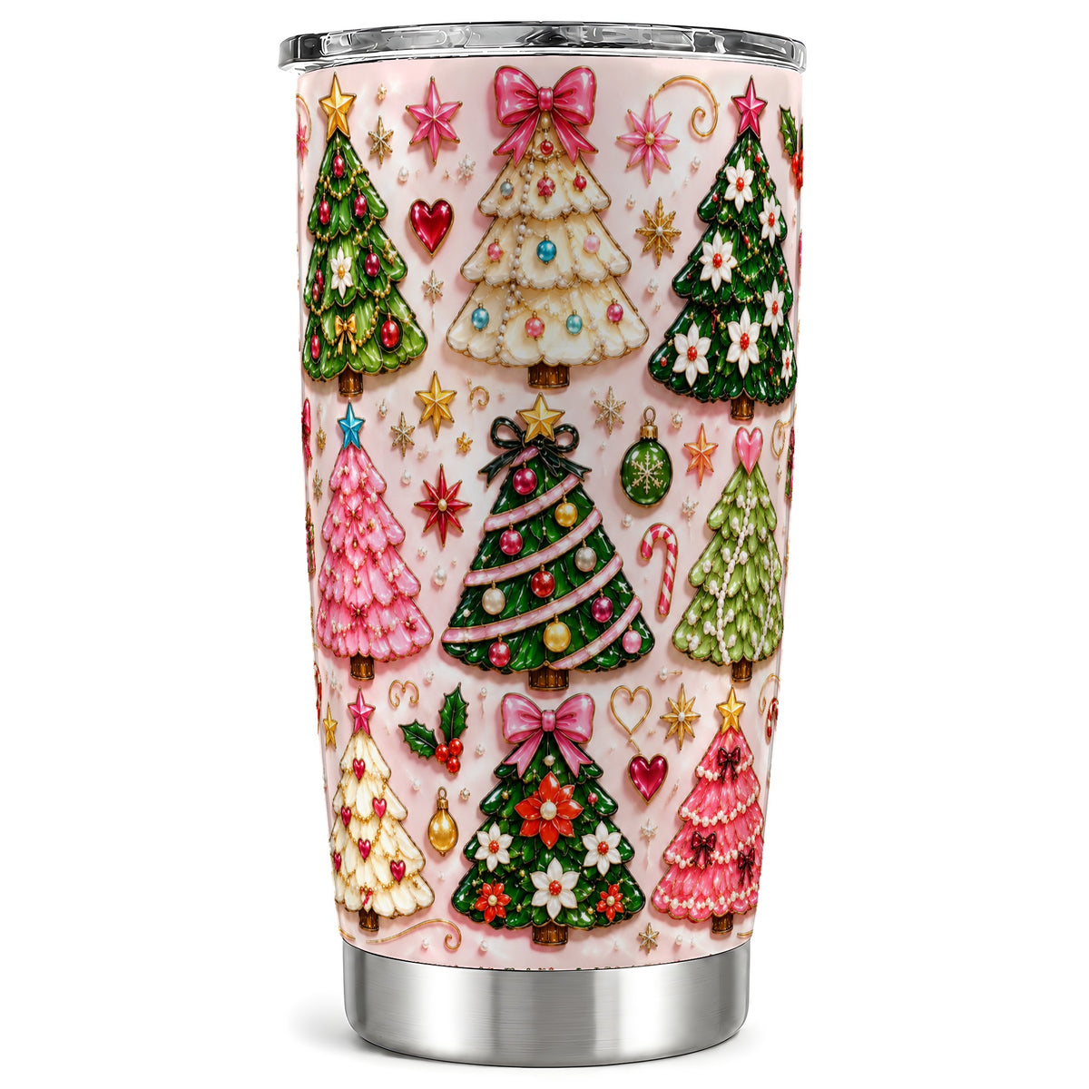 #pl[20oz|Steel] Christmas Tree Tumbler 20oz, Holiday Tumbler, Stainless Steel Travel Cup