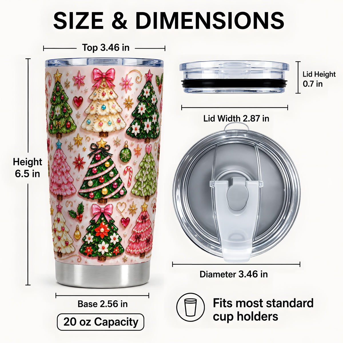 #pl[20oz|Steel] Christmas Tree Tumbler 20oz, Holiday Tumbler, Stainless Steel Travel Cup