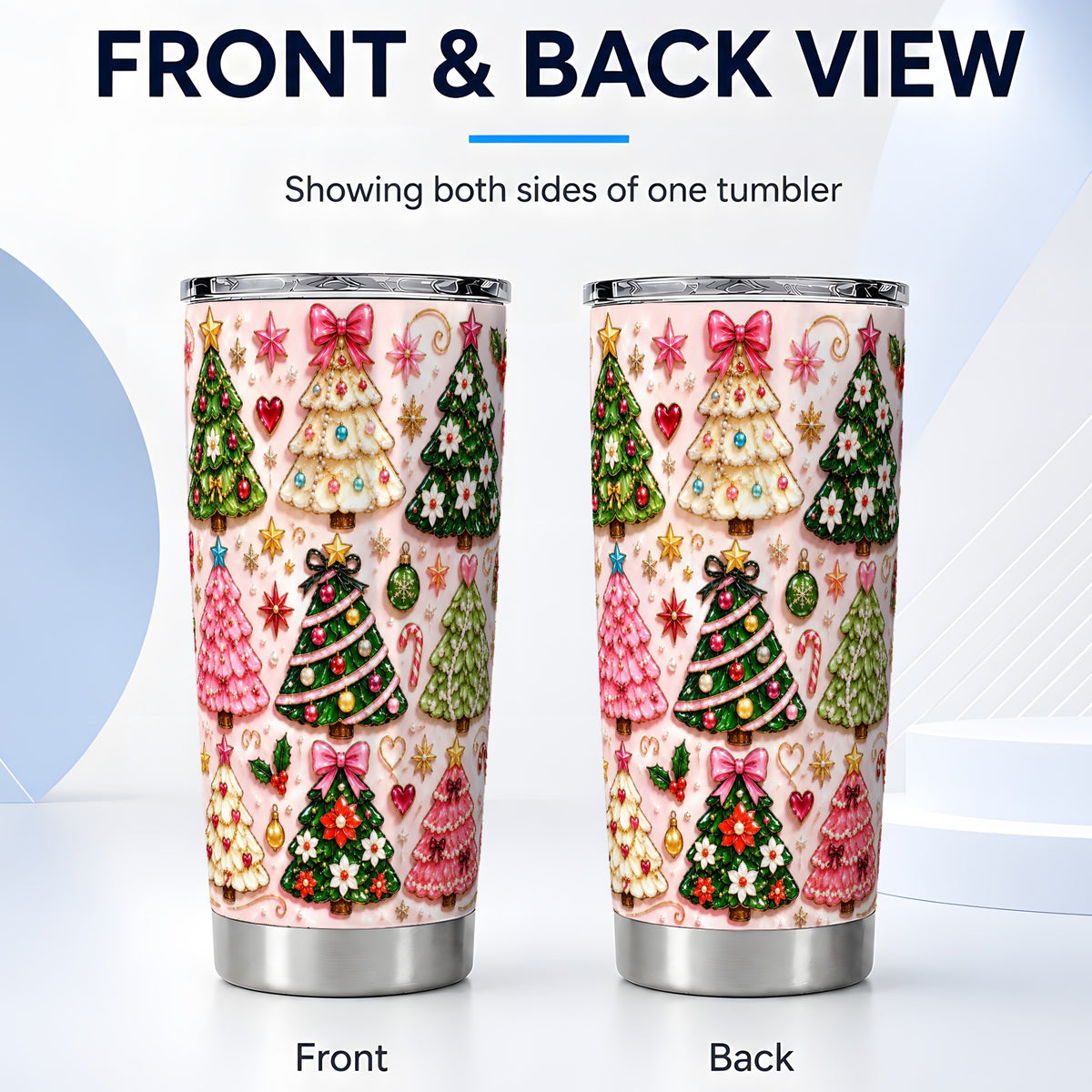 #pl[20oz|Steel] Christmas Tree Tumbler 20oz, Holiday Tumbler, Stainless Steel Travel Cup