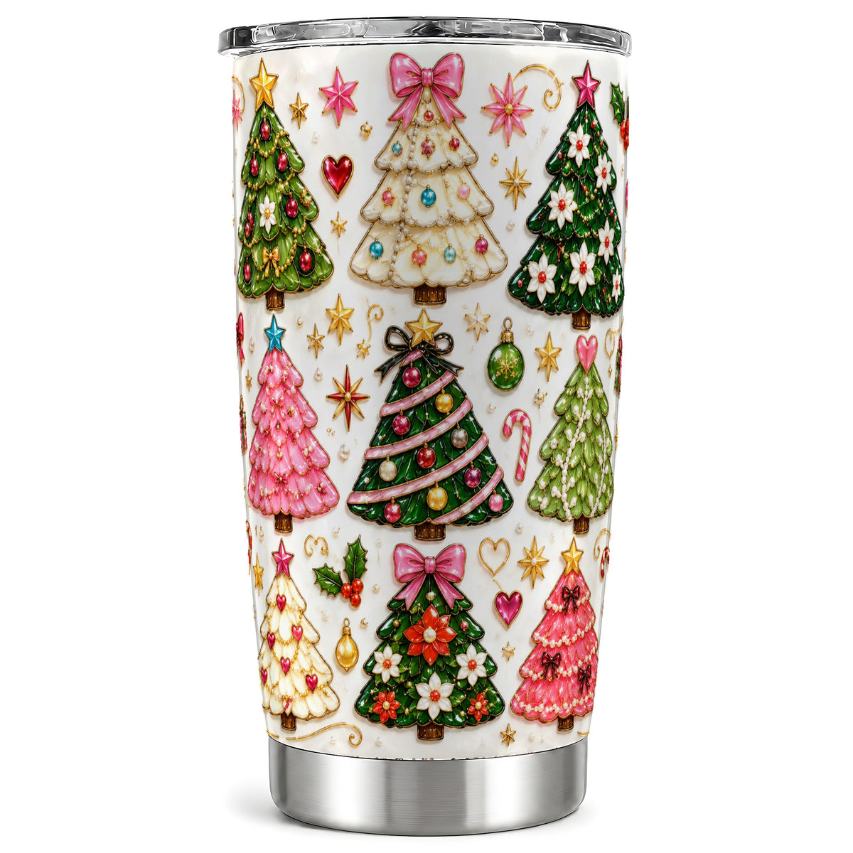 #pl[20oz|Steel] Festive Tree Tumbler 20oz, Christmas Tumbler, Stainless Steel Travel Cup