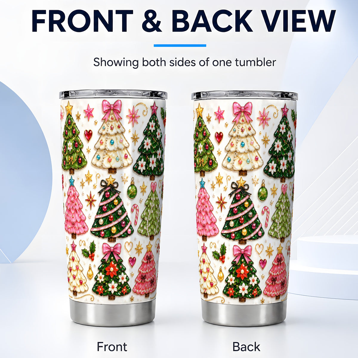 #pl[20oz|Steel] Festive Tree Tumbler 20oz, Christmas Tumbler, Stainless Steel Travel Cup