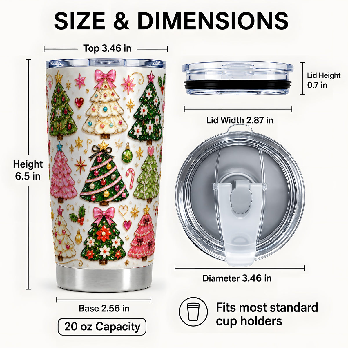 #pl[20oz|Steel] Festive Tree Tumbler 20oz, Christmas Tumbler, Stainless Steel Travel Cup