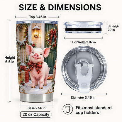 #pl[20oz|Steel] Christmas Pig Tumbler 20oz, Holiday Tumbler, Stainless Steel Travel Cup