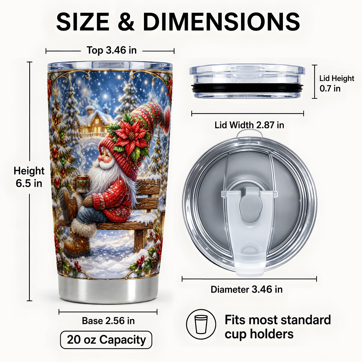 #pl[20oz|Steel] Festive Santa Tumbler 20oz, Winter Tumbler, Stainless Steel Travel Cup
