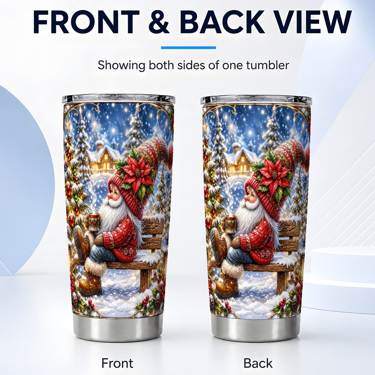 #pl[20oz|Steel] Festive Santa Tumbler 20oz, Winter Tumbler, Stainless Steel Travel Cup