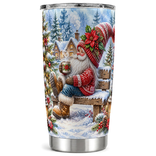 #pl[20oz|Steel] Watercolor Santa Tumbler 20oz, Winter Tumbler, Stainless Steel Travel Cup