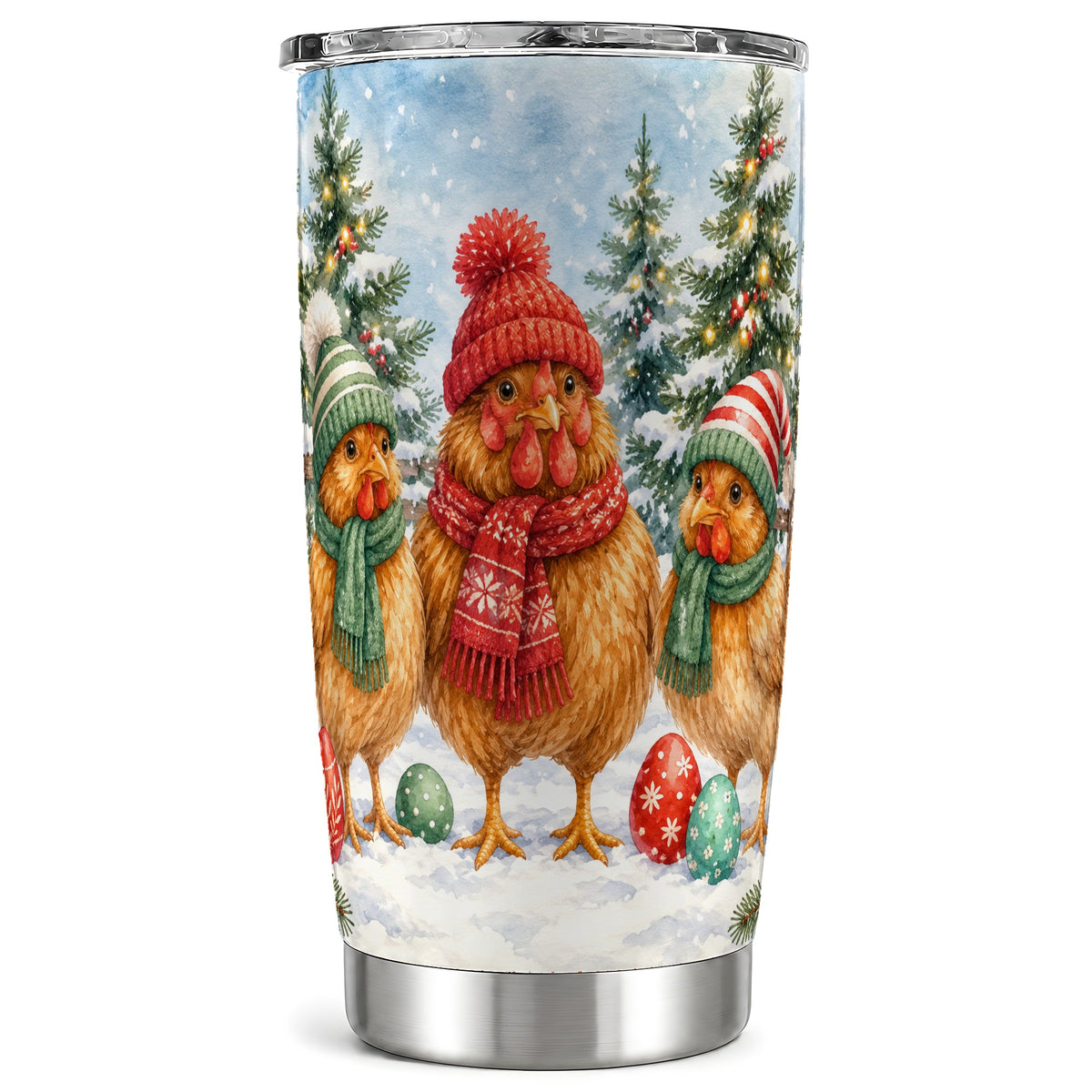#pl[20oz|Steel] Christmas Chicken Tumbler 20oz, Hen Tumbler, Stainless Steel Travel Cup