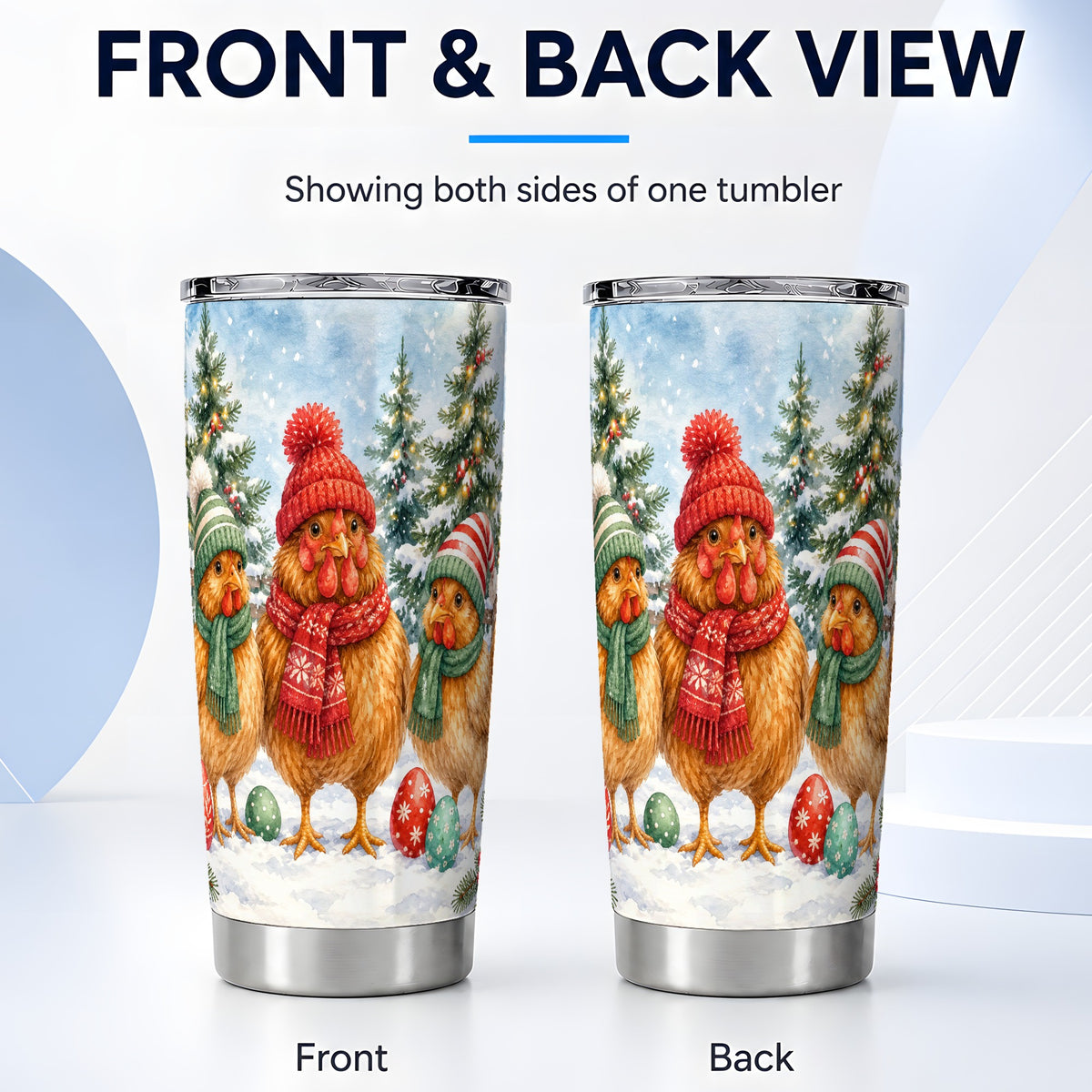 #pl[20oz|Steel] Christmas Chicken Tumbler 20oz, Hen Tumbler, Stainless Steel Travel Cup
