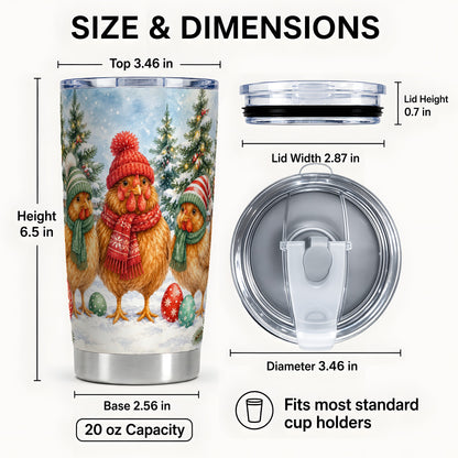 #pl[20oz|Steel] Christmas Chicken Tumbler 20oz, Hen Tumbler, Stainless Steel Travel Cup