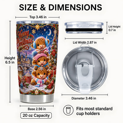 #pl[20oz|Steel] Highland Cow Tumbler 20oz, Christmas Tumbler, Stainless Steel Travel Cup