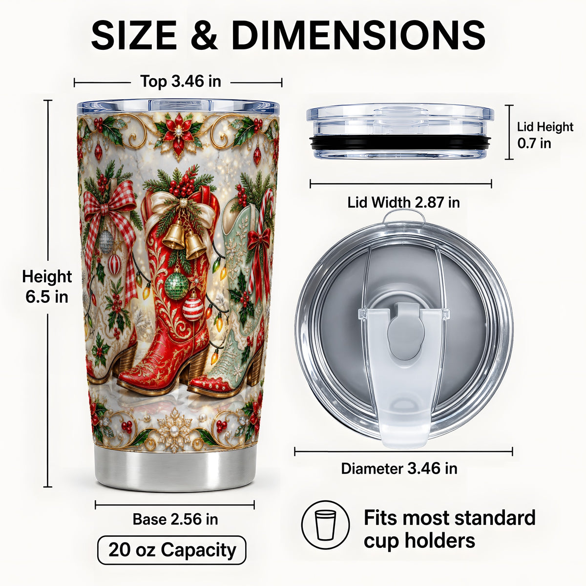 #pl[20oz|Steel] Cowboy Boots Tumbler 20oz, Christmas Tumbler, Stainless Steel Travel Cup