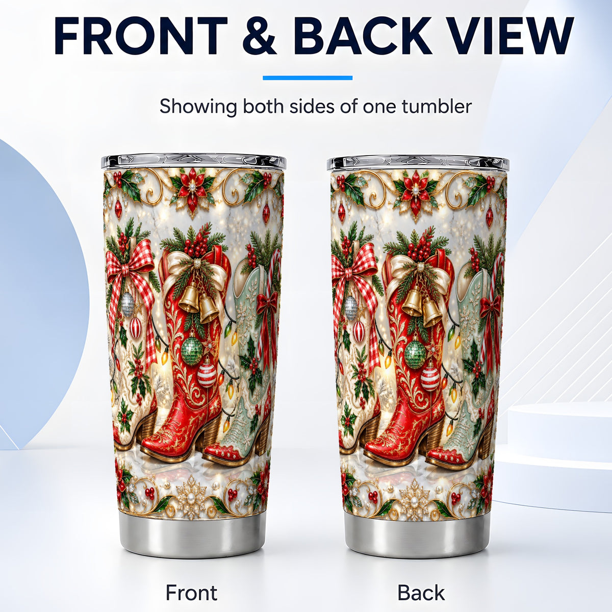 #pl[20oz|Steel] Cowboy Boots Tumbler 20oz, Christmas Tumbler, Stainless Steel Travel Cup