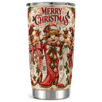 #pl[20oz|Steel] Christmas Cow Tumbler 20oz, Western Tumbler, Stainless Steel Travel Cup