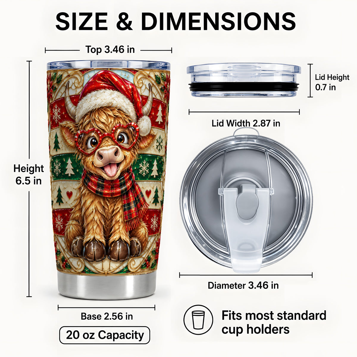 #pl[20oz|Steel] Highland Cow Tumbler 20oz, Christmas Tumbler, Stainless Steel Travel Cup