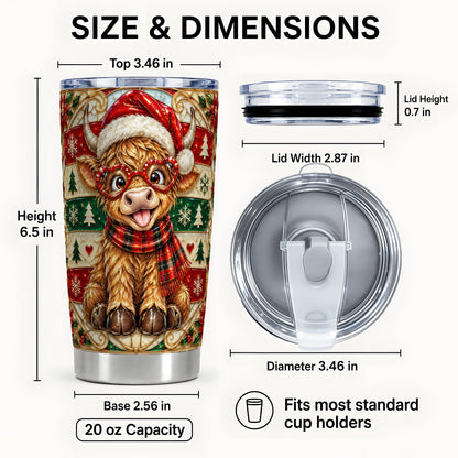 #pl[20oz|Steel] Highland Cow Tumbler 20oz, Christmas Tumbler, Stainless Steel Travel Cup