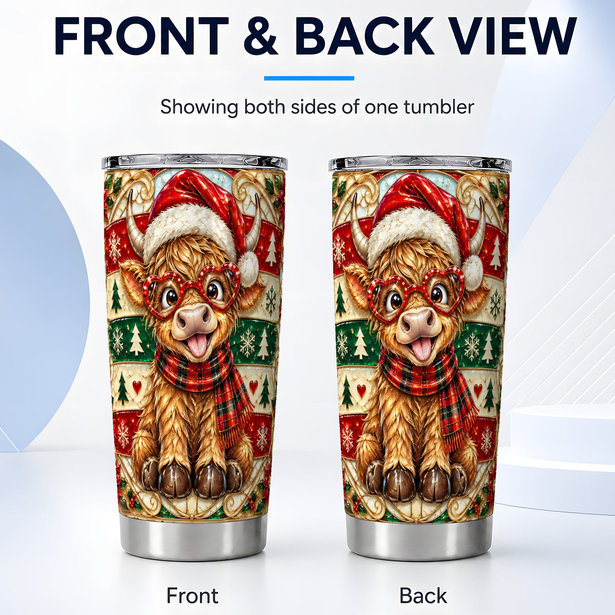#pl[20oz|Steel] Highland Cow Tumbler 20oz, Christmas Tumbler, Stainless Steel Travel Cup