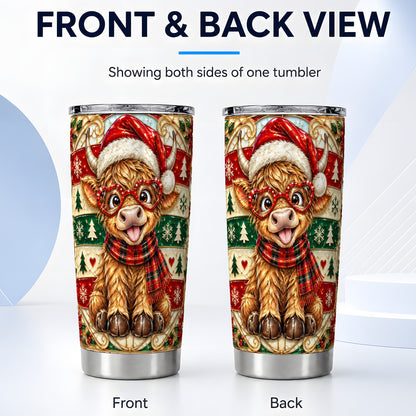 #pl[20oz|Steel] Highland Cow Tumbler 20oz, Christmas Tumbler, Stainless Steel Travel Cup