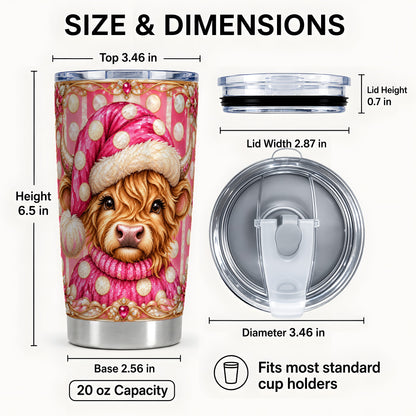 #pl[20oz|Steel] Pink Cow Tumbler 20oz, Christmas Tumbler, Stainless Steel Travel Cup