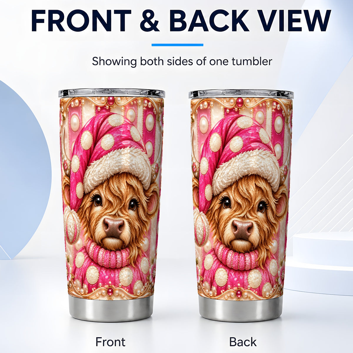 #pl[20oz|Steel] Pink Cow Tumbler 20oz, Christmas Tumbler, Stainless Steel Travel Cup