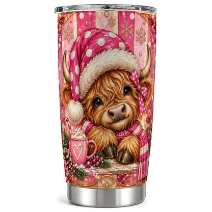 #pl[20oz|Steel] Pink Cow Tumbler 20oz, Christmas Tumbler, Stainless Steel Travel Cup
