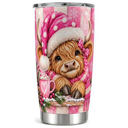 #pl[20oz|Steel] Highland Cow Tumbler 20oz, Watercolor Christmas Tumbler, Steel Travel Cup