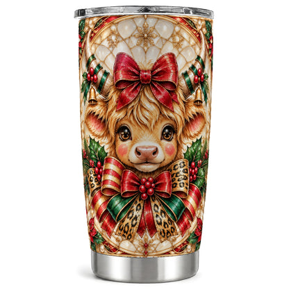 #pl[20oz|Steel] Ornate Cow Tumbler 20oz, Christmas Cow Tumbler, Stainless Steel Travel Cup