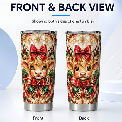 #pl[20oz|Steel] Ornate Cow Tumbler 20oz, Christmas Cow Tumbler, Stainless Steel Travel Cup
