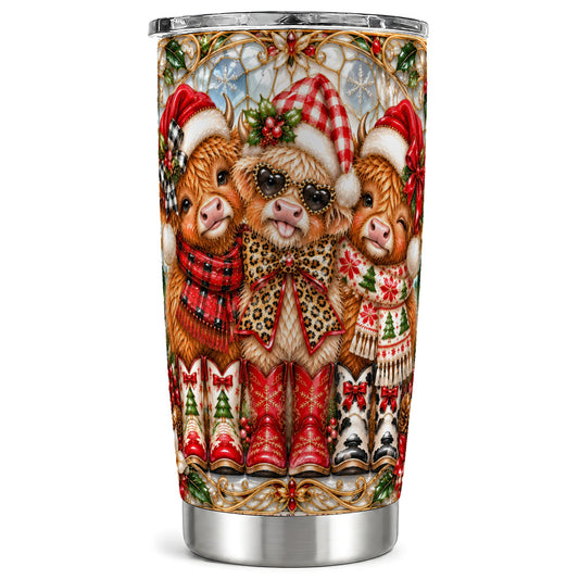 #pl[20oz|Steel] Three Cow Tumbler 20oz, Christmas Cow Tumbler, Stainless Steel Travel Cup