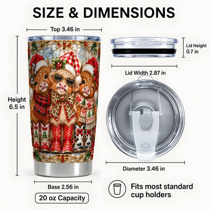 #pl[20oz|Steel] Three Cow Tumbler 20oz, Christmas Cow Tumbler, Stainless Steel Travel Cup