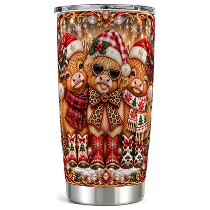 #pl[20oz|Steel] Cow Trio Tumbler 20oz, Christmas Cow Tumbler, Stainless Steel Travel Cup