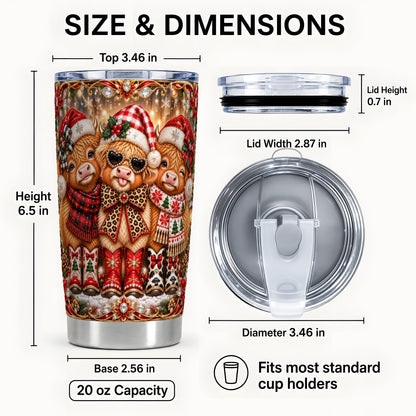 #pl[20oz|Steel] Cow Trio Tumbler 20oz, Christmas Cow Tumbler, Stainless Steel Travel Cup