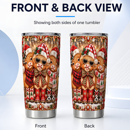 #pl[20oz|Steel] Cow Trio Tumbler 20oz, Christmas Cow Tumbler, Stainless Steel Travel Cup