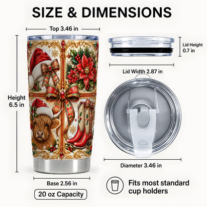 #pl[20oz|Steel] Western Cow Tumbler 20oz, Christmas Cow Tumbler, Stainless Steel Travel Cup