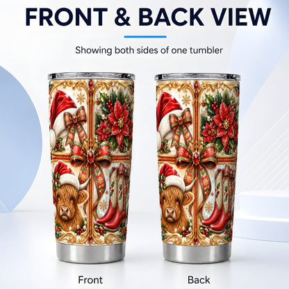 #pl[20oz|Steel] Western Cow Tumbler 20oz, Christmas Cow Tumbler, Stainless Steel Travel Cup