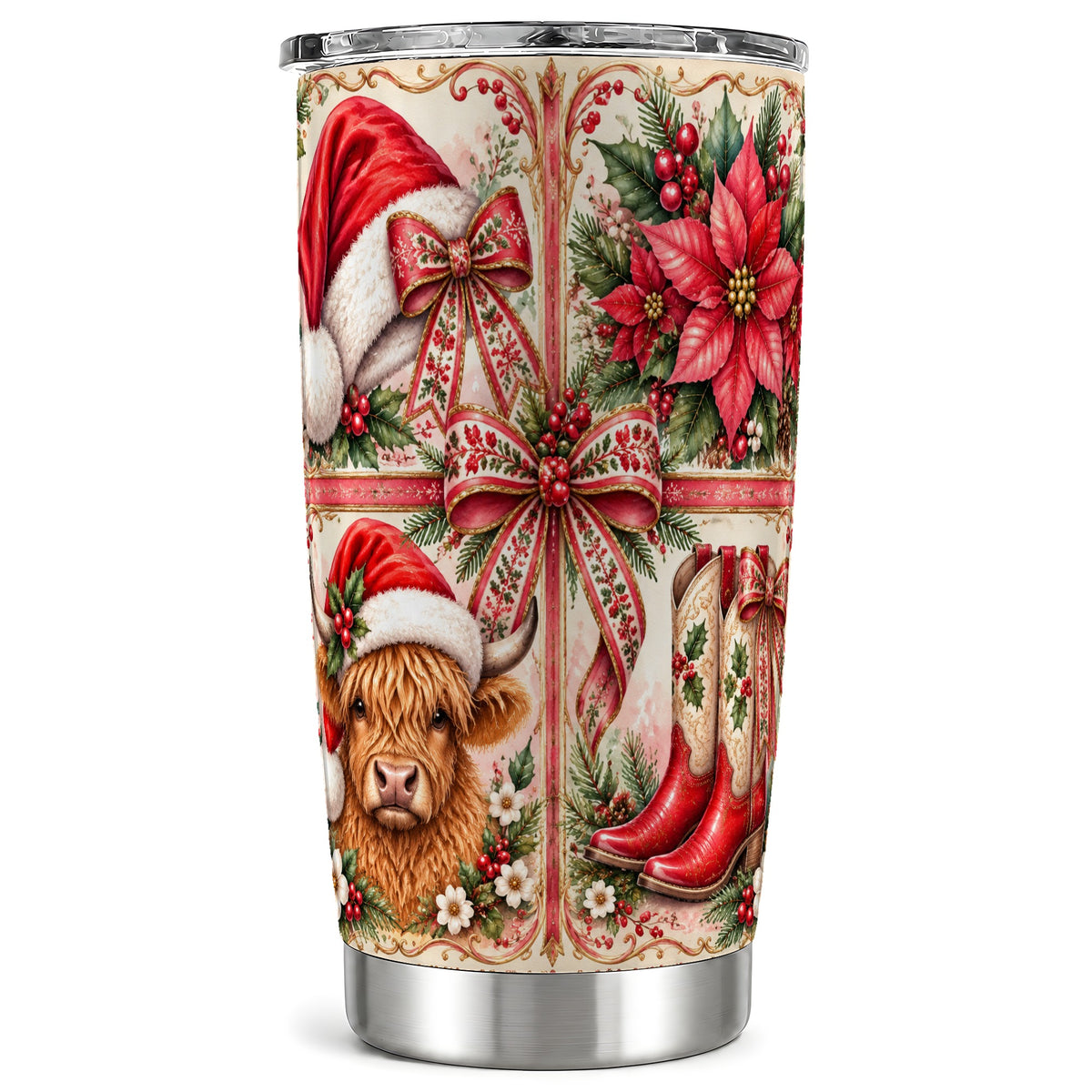 #pl[20oz|Steel] Highland Cow Tumbler 20oz, Christmas Tumbler, Stainless Steel Travel Cup