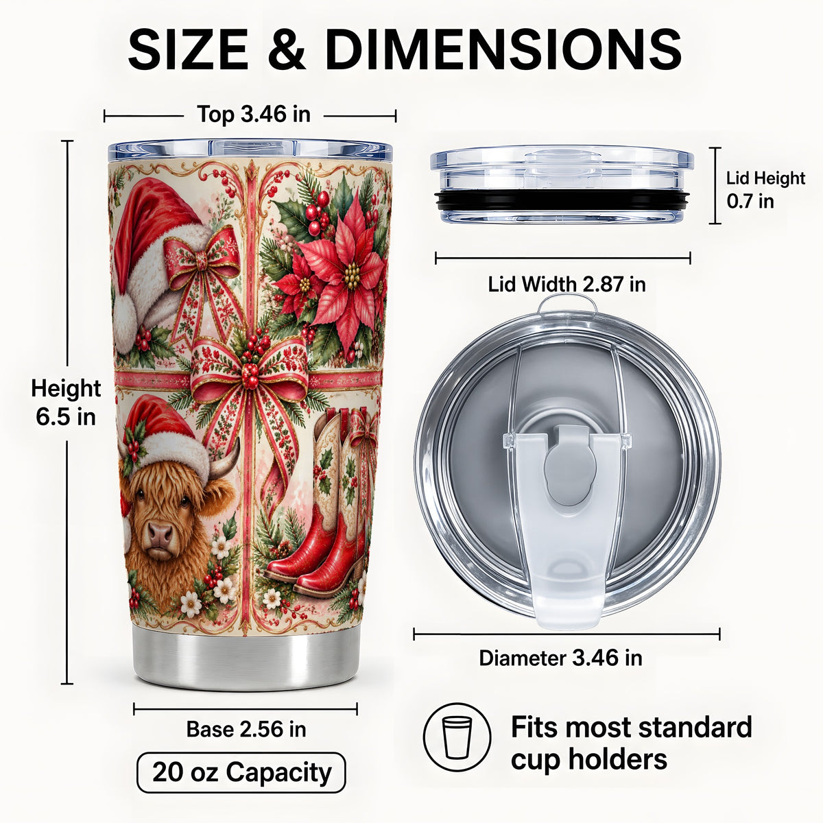 #pl[20oz|Steel] Highland Cow Tumbler 20oz, Christmas Tumbler, Stainless Steel Travel Cup