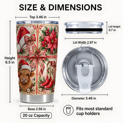 #pl[20oz|Steel] Highland Cow Tumbler 20oz, Christmas Tumbler, Stainless Steel Travel Cup