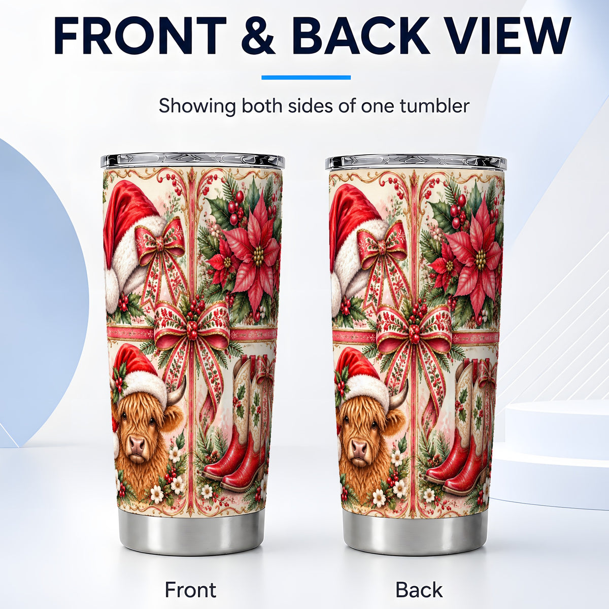 #pl[20oz|Steel] Highland Cow Tumbler 20oz, Christmas Tumbler, Stainless Steel Travel Cup