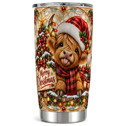 #pl[20oz|Steel] Highland Cow Tumbler 20oz, Christmas Tumbler, Stainless Steel Travel Cup