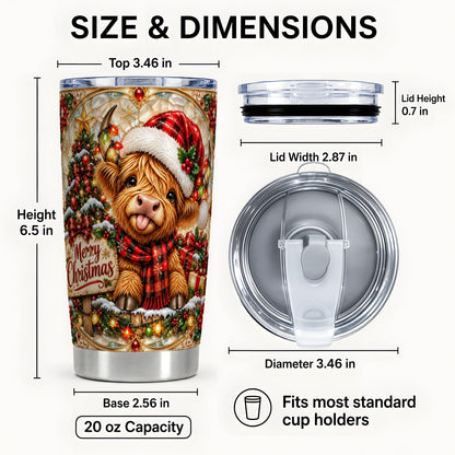 #pl[20oz|Steel] Highland Cow Tumbler 20oz, Christmas Tumbler, Stainless Steel Travel Cup