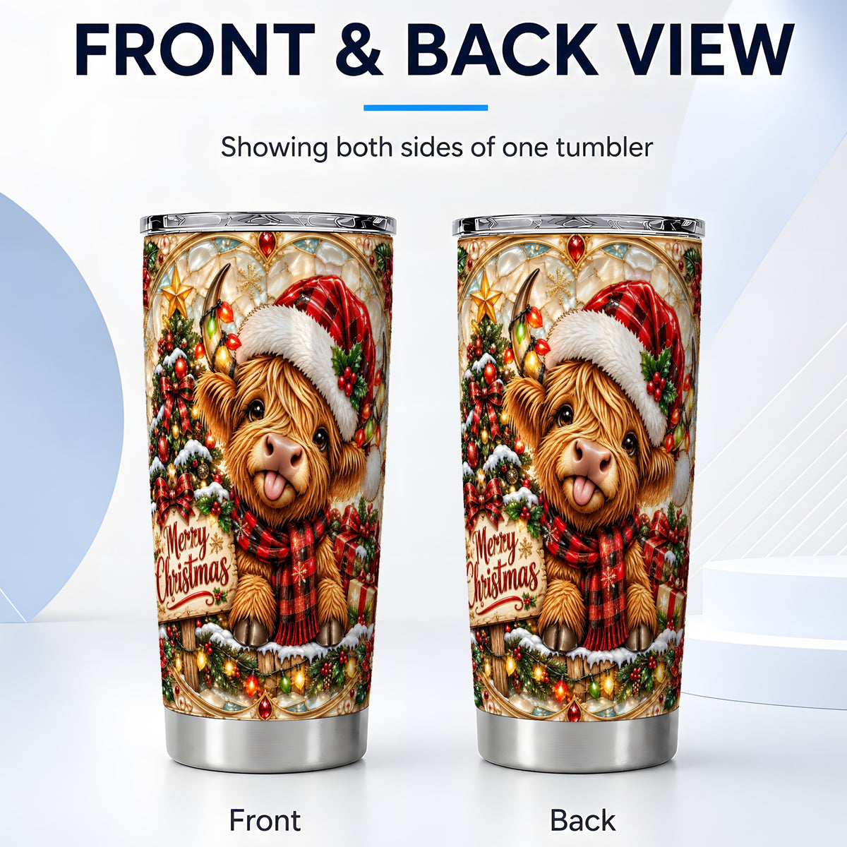 #pl[20oz|Steel] Highland Cow Tumbler 20oz, Christmas Tumbler, Stainless Steel Travel Cup