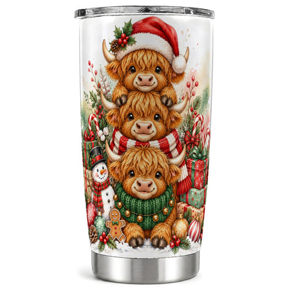 #pl[20oz|Steel] Cow Trio Tumbler 20oz, Christmas Tumbler, Stainless Steel Travel Cup