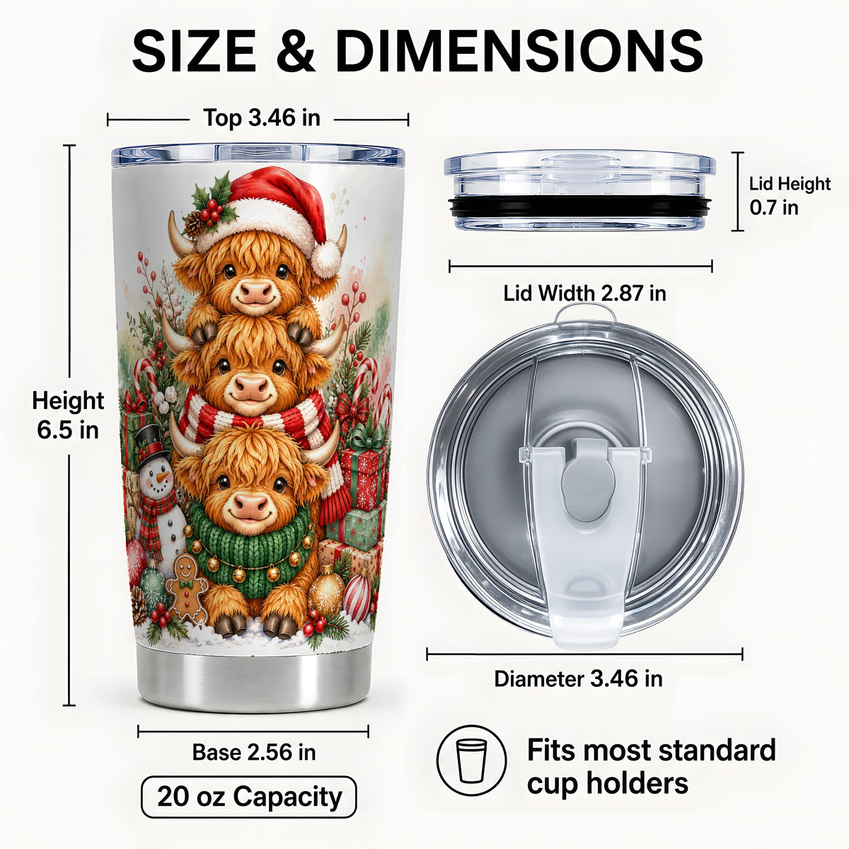 #pl[20oz|Steel] Cow Trio Tumbler 20oz, Christmas Tumbler, Stainless Steel Travel Cup