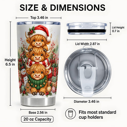 #pl[20oz|Steel] Cow Trio Tumbler 20oz, Christmas Tumbler, Stainless Steel Travel Cup