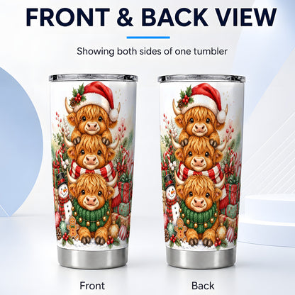 #pl[20oz|Steel] Cow Trio Tumbler 20oz, Christmas Tumbler, Stainless Steel Travel Cup