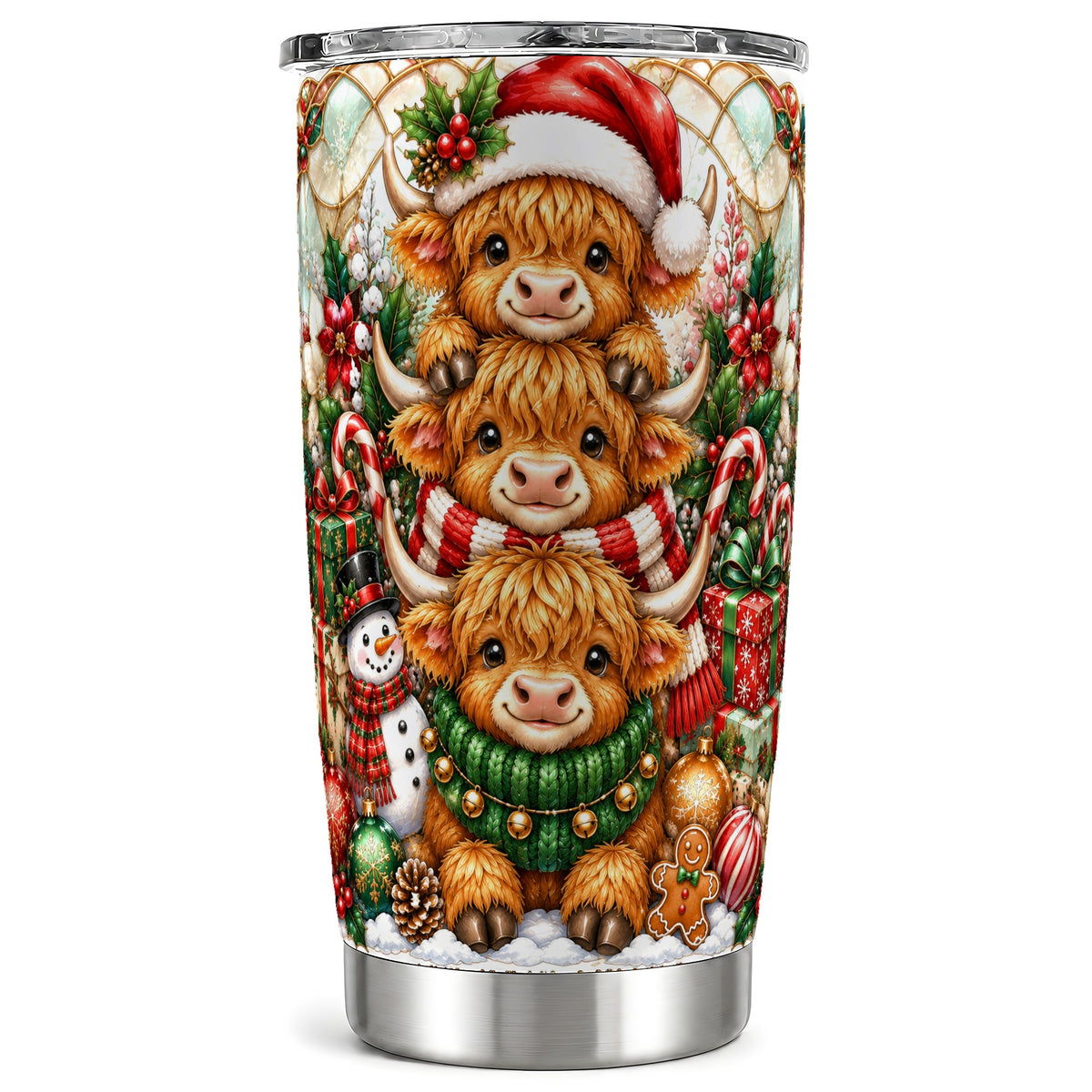 #pl[20oz|Steel] Cow Trio Tumbler 20oz, Christmas Tumbler, Stainless Steel Travel Cup