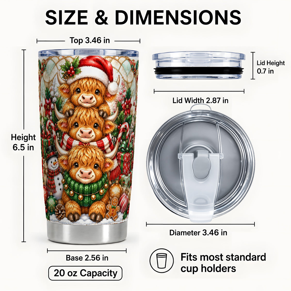 #pl[20oz|Steel] Cow Trio Tumbler 20oz, Christmas Tumbler, Stainless Steel Travel Cup