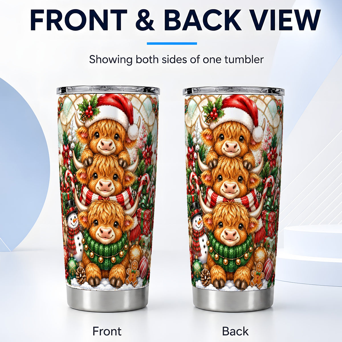 #pl[20oz|Steel] Cow Trio Tumbler 20oz, Christmas Tumbler, Stainless Steel Travel Cup