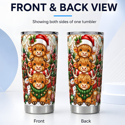 #pl[20oz|Steel] Cow Trio Tumbler 20oz, Christmas Tumbler, Stainless Steel Travel Cup