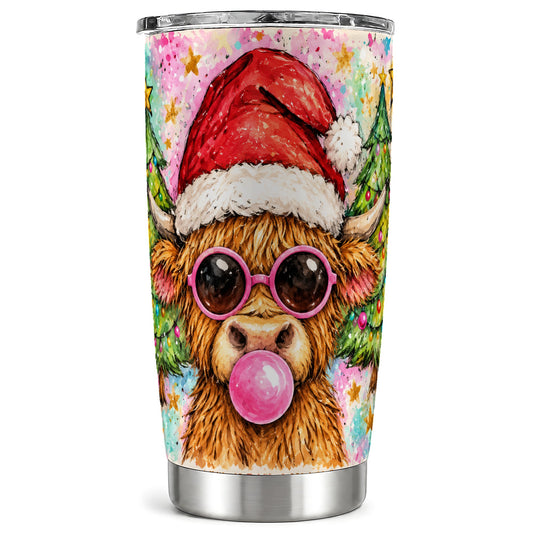 #pl[20oz|Steel] Highland Cow Tumbler 20oz, Holiday Tumbler, Stainless Steel Travel Cup